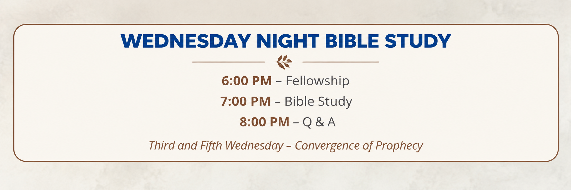 Wednesday Night Bible Study Announcement